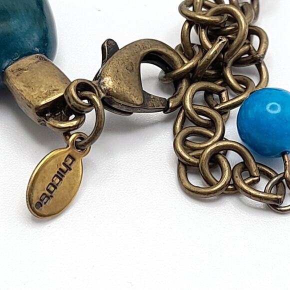 Chico's Turquoise Necklace Chain Tassel, Gemstone Acrylic Glass, 20 Inches - Picture 12 of 13